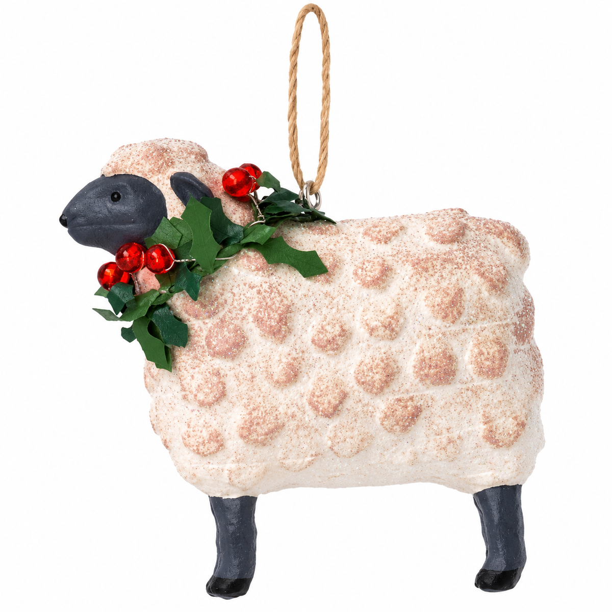Adornos navideños con forma de oveja de granja