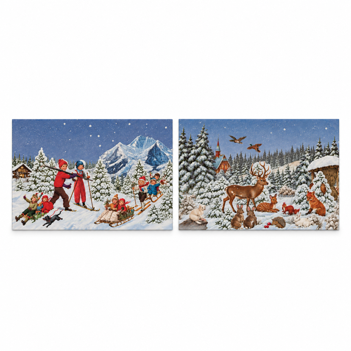 Tarjeta postal y calendario de Adviento Contorneado 3D "Casas victorianas"