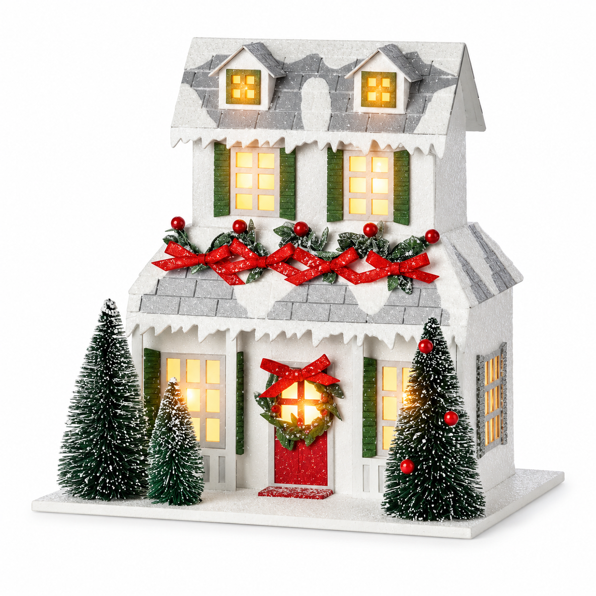 Casa de Pueblo Navideña Iluminada (Estilo Village)