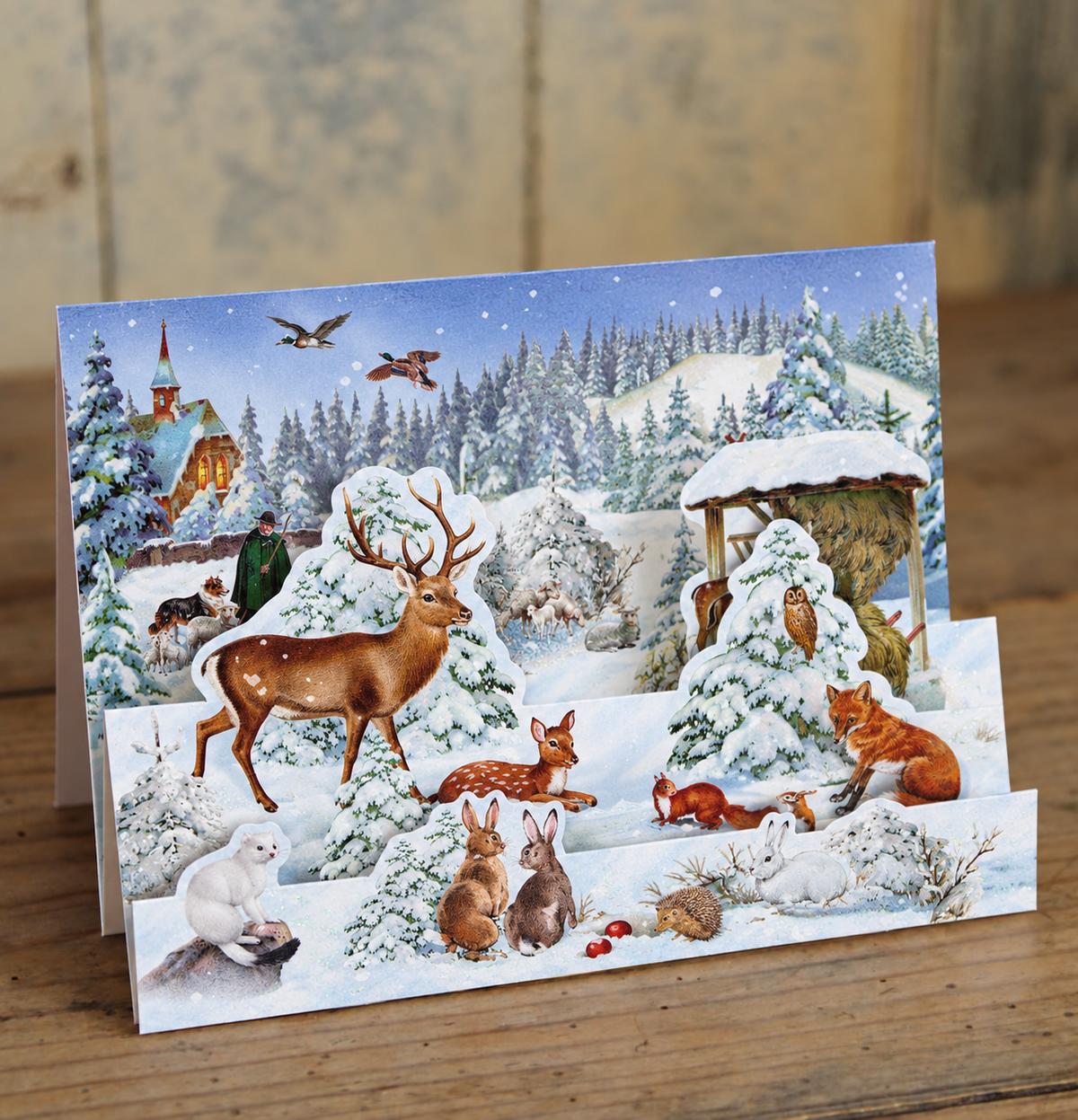 Tarjeta postal y calendario de Adviento Contorneado 3D "Casas victorianas"