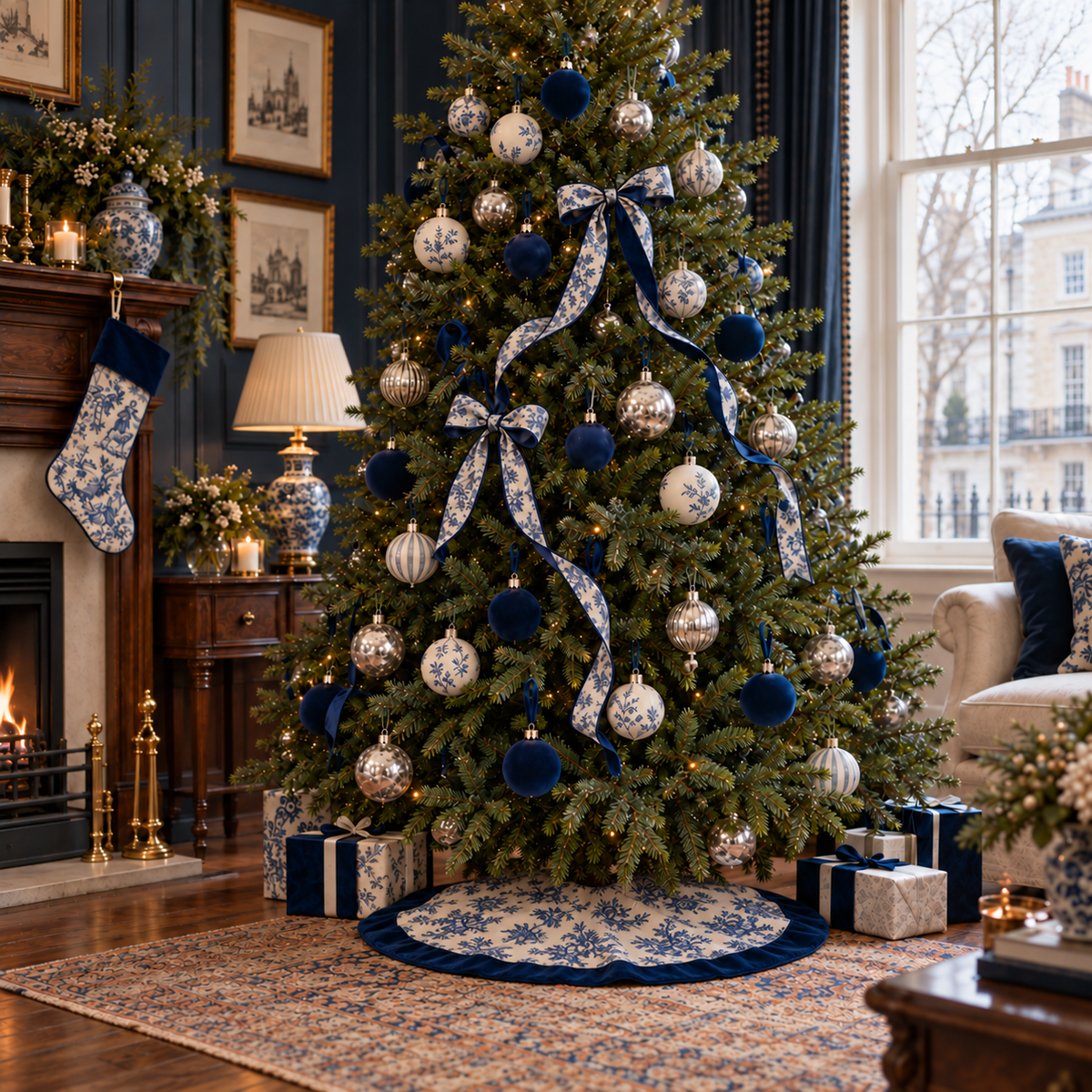 Cubrepíe de toile de jouy