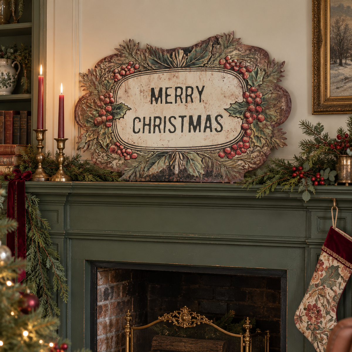 Panel decorativo de metal Merry Christmas