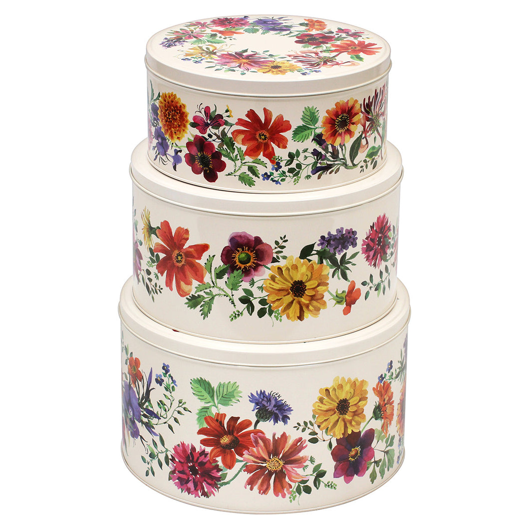 Set de tres latas diseño flores de jardín