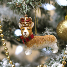 Cargar imagen en el visor de la galería, Adorno para el árbol de Corgi con corona