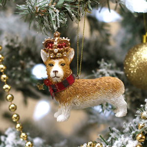 Adorno para el árbol de Corgi con corona