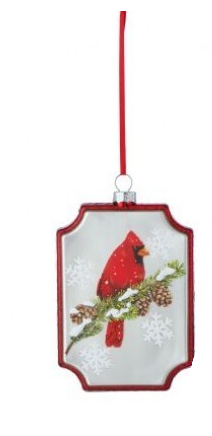 Bolas de Navidad de cardenales en marco de vidrio