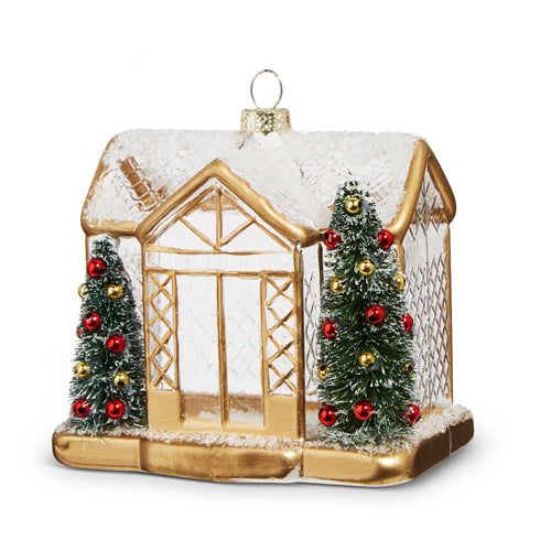 Adorno para el árbol de un invernadero dorado