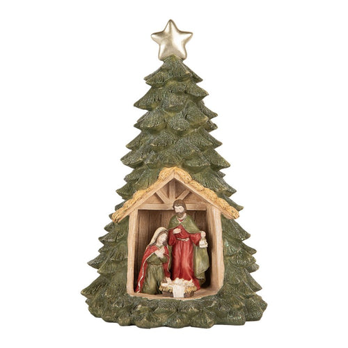 Nacimiento dentro de árbol de Navidad con estrella