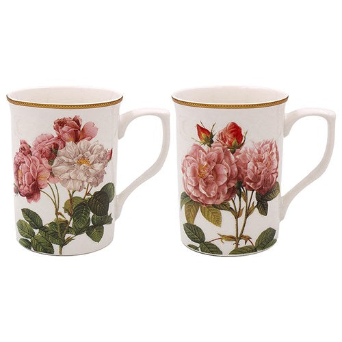 Set de dos Tazas Porcelana Rosa Botanica Redouté