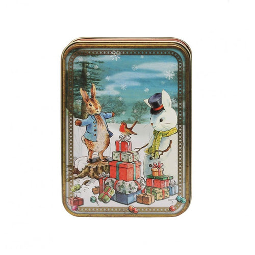 Caja Rectangular pequeña de Metal  Peter Rabbit Christmas