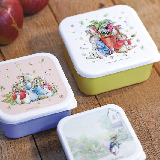 Set de tres tuppers de melamina diseño Petter Rabbit