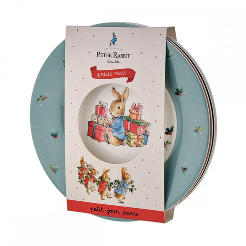 Set de cuatro platos Navideños Peter Rabbit