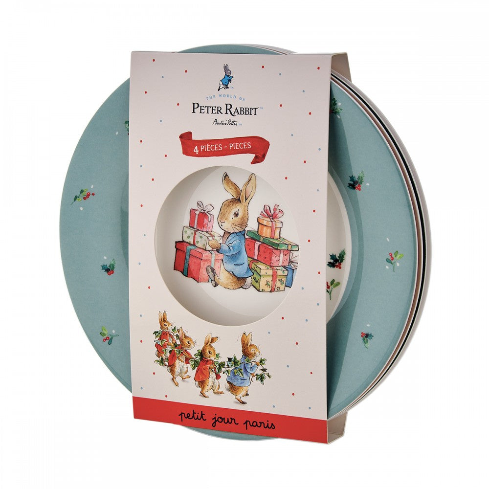Set de cuatro platos Navideños Peter Rabbit