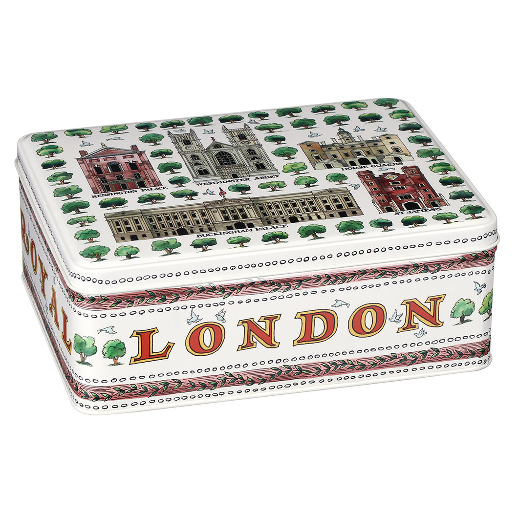 Caja de lata rectangular con diseño Londres