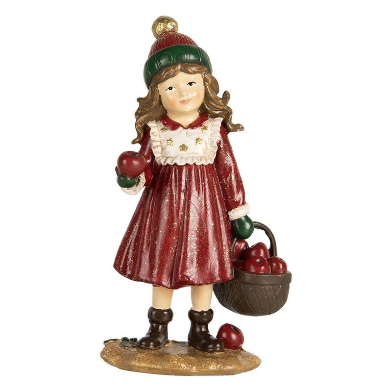 Figura decorativa infantil navideña – Niña con cesta de manzanas