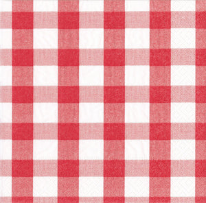 Servilletas cocktail de papel Vichy rojo y blanco
