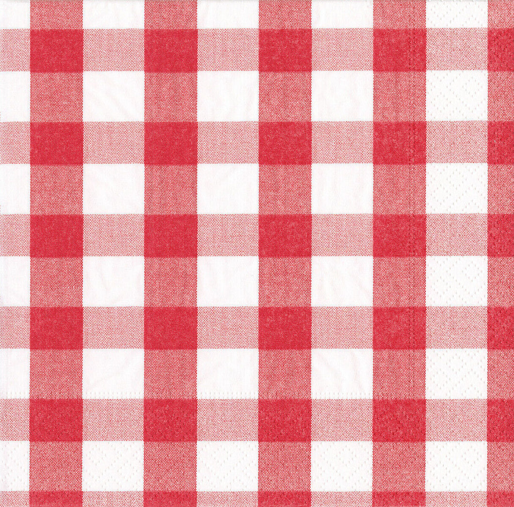Servilletas cocktail de papel Vichy rojo y blanco