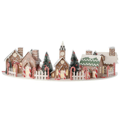 Set de Aldea Navideña de Pan de Jengibre Iluminada Gingerbread Village 46cm