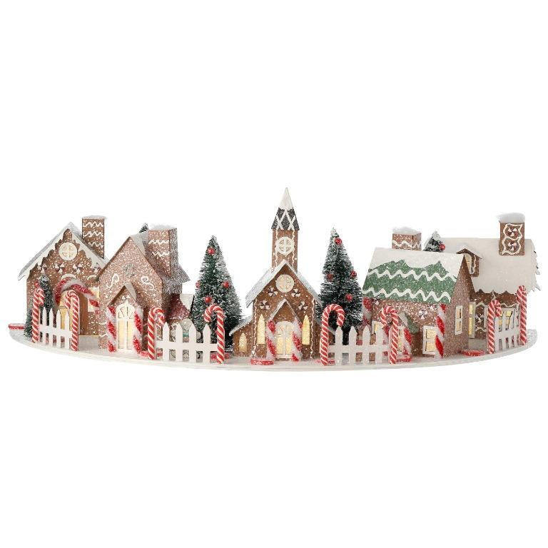 Set de Aldea Navideña de Pan de Jengibre Iluminada Gingerbread Village 46cm