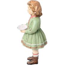 Cargar imagen en el visor de la galería, Figura decorativa niña con vestido verde y plato