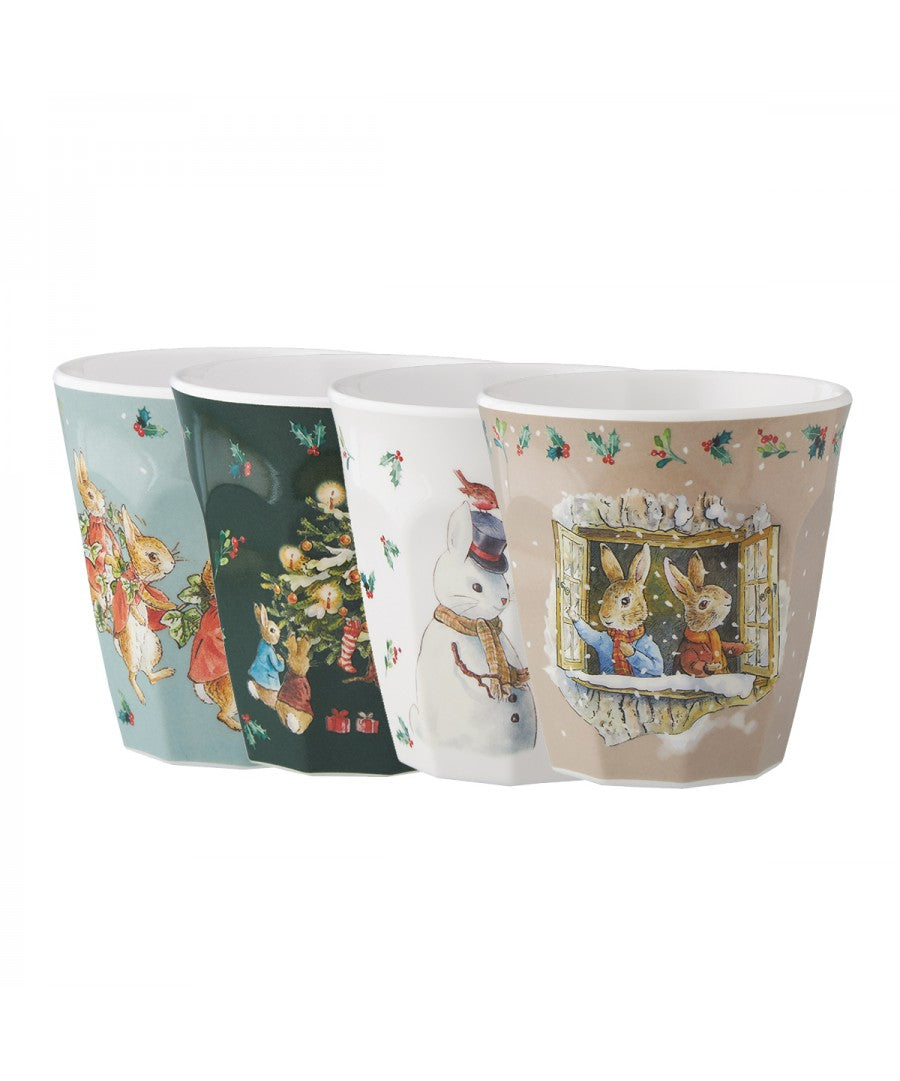 Set de cuatro vasos Navideños Peter Rabbit