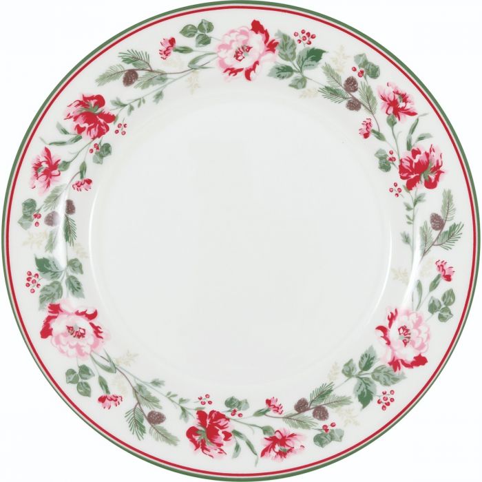 Plato de postre diseño flores de invierno