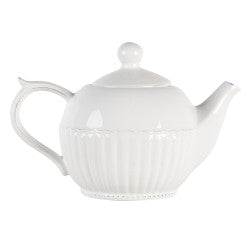 Tetera de cerámica blanca envejecida