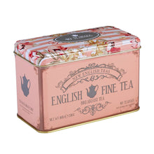 Cargar imagen en el visor de la galería, Cajas de lata con bolsas de té vintage floral rosa