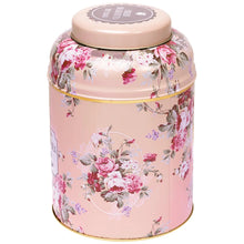 Cargar imagen en el visor de la galería, Bote de lata con bolsas de té rosa vintage