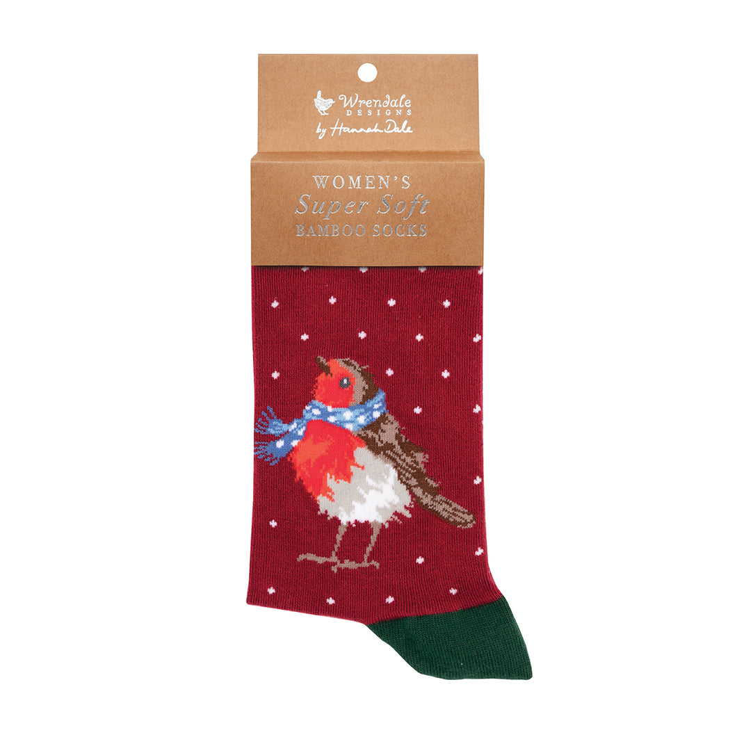 Calcetines mujer “Christmas Robin” de Bambú