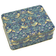 Cargar imagen en el visor de la galería, Caja de lata rectangular con diseño de herrerillos azules y flores de primavera