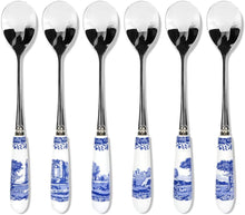 Cargar imagen en el visor de la galería, Juego de seis cucharas de repostería con diseño Blue Italian