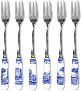 Juego de seis tenedores de repostería con diseño Blue Italian
