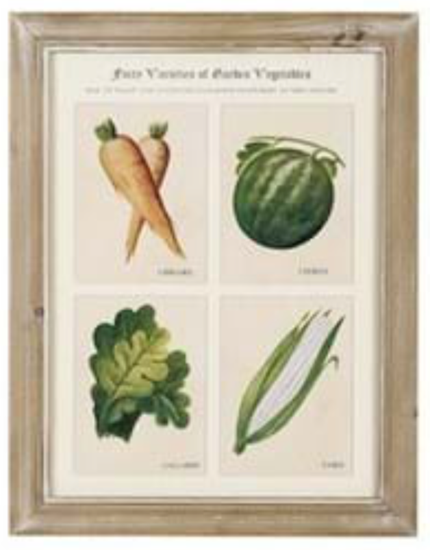 Cuadros de verduras con marco de madera