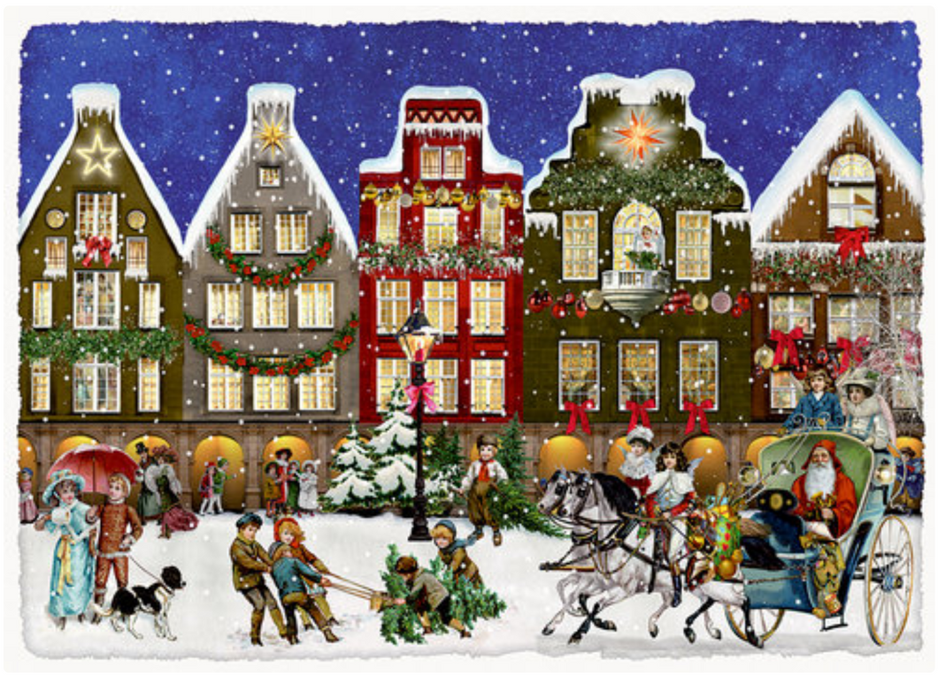 Mini tarjeta postal y calendario de adviento victoriano