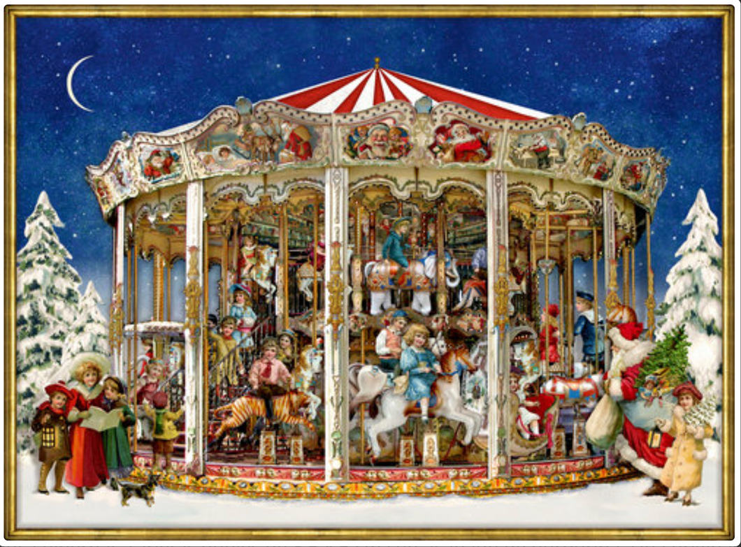 Mini tarjeta postal y calendario de adviento victoriano