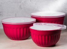 Cargar imagen en el visor de la galería, Set de tres boles con tapa color rojo