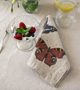 Set de seis servilletas de lino diseño de mariposas