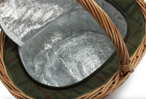 Cesta térmica ovalada en mimbre y tweed