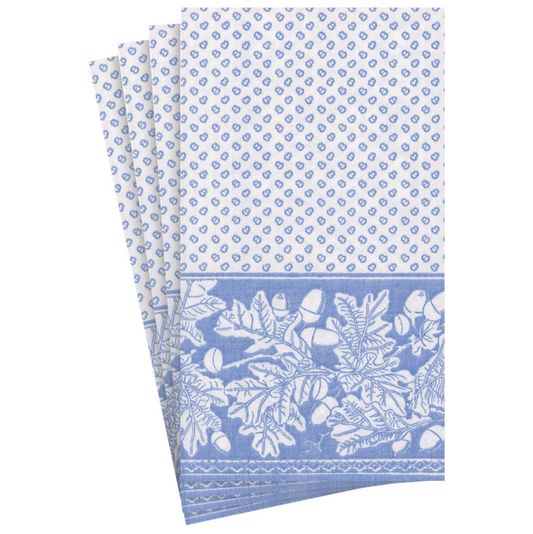 Servilletas  de papel efecto lino alargadas hojas de roble azul