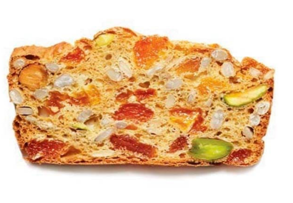 Tostas para queso con albaricoque, pistacho y semillas de girasol