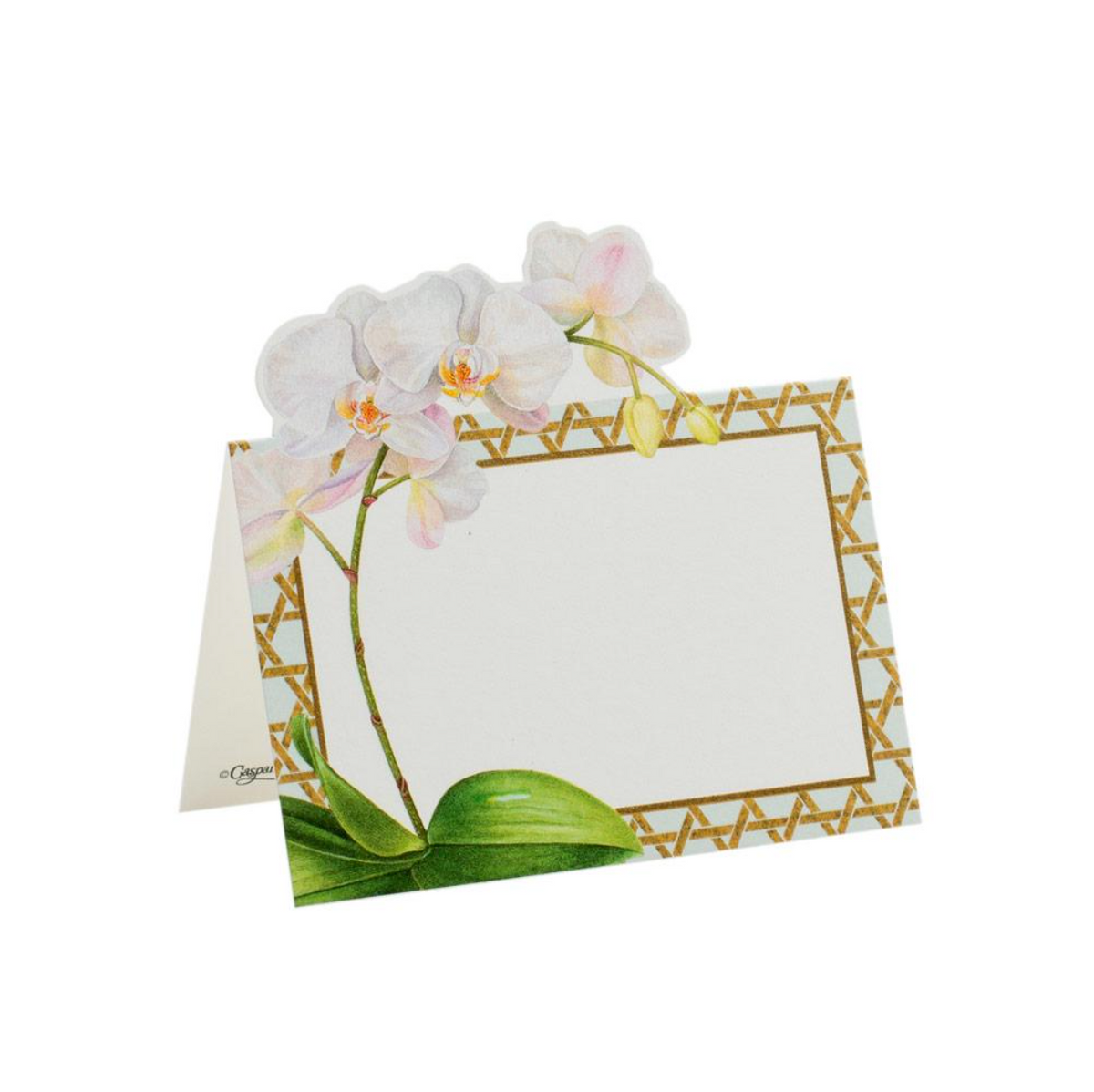 Tarjeta de lugar diseño orquídea y bambú