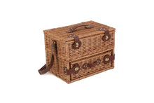 Cargar imagen en el visor de la galería, Cesta de pic-nic para cuatro personas en mimbre y tweed