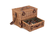 Cargar imagen en el visor de la galería, Cesta de pic-nic para cuatro personas en mimbre y tweed