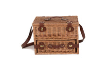 Cargar imagen en el visor de la galería, Cesta de pic-nic para cuatro personas en mimbre y tweed