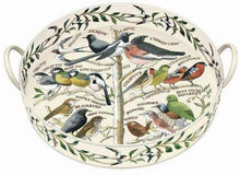 Cargar imagen en el visor de la galería, Bandeja redonda de lata con dibujo de pájaros