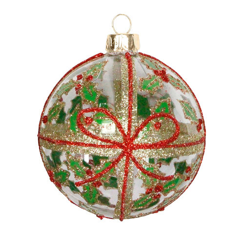 Bola de cristal con diseño de lazo y muérdago