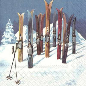 Servilletas almuerzo de papel diseño esquís en la nieve