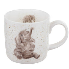 Cargar imagen en el visor de la galería, Taza de porcelana fina &quot;elefante y su bebe&quot;