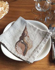 Set de seis servilletas de lino diseño caracolas de mar